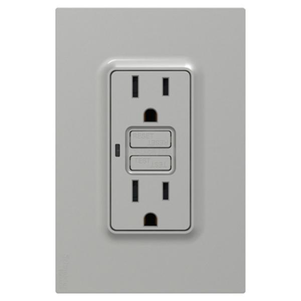 TOMA CORRIENTE DUPLEX US 2P+T 15A 127V GFCI COLOR ALUMINIO