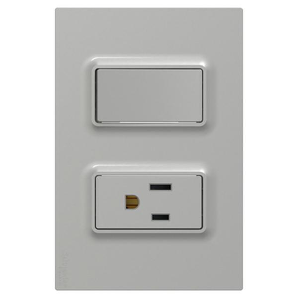INTERRUPTOR SIM 10AX +TOM US 2P+T 15A COLOR ALUMINIO