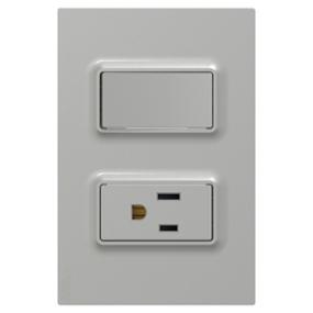 INTERRUPTOR SIM 10AX +TOM US 2P+T 15A COLOR ALUMINIO