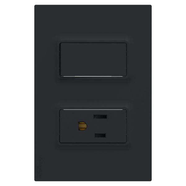 INTERRUPTOR SIM 10AX +TOM US 2P+T 15A COLOR NEGRO