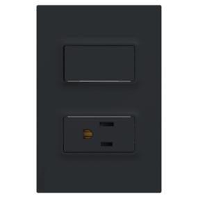 INTERRUPTOR SIM 10AX +TOM US 2P+T 15A COLOR NEGRO