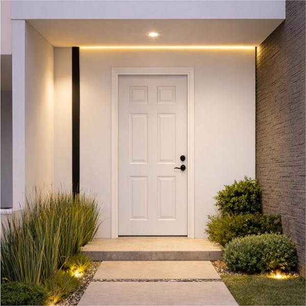 PUERTA EXTERIOR ACERLUM DE ACERO 6 PANELES MIXTA BLANCA SEMI BRILLANTE 90 X 213 X 4 CM