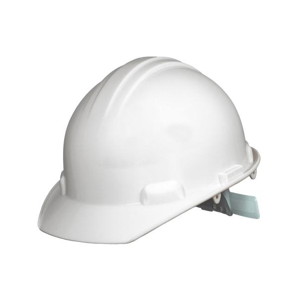 CASCO BLANCO TIPO CACHUCHA CON CAJA ESTORBO NEGRA