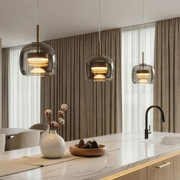 LAMPARA COLGANTE LED MELIAN VIDRIO GRIS 1 LUZ