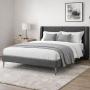 CABECERA QUEEN SIZE DICASA MILAN GRIS OSCURO + BASE SLIM