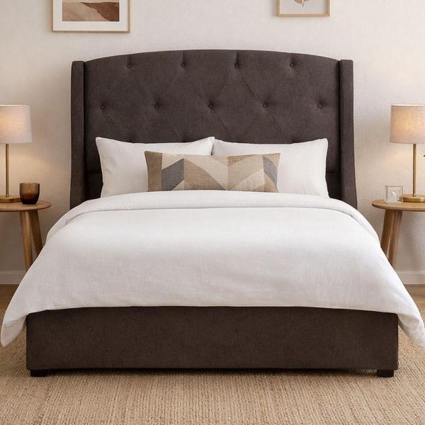 CABECERA MATRIMONIAL DICASA ZEFYR CAFÉ OSCURO + BASE CAMA