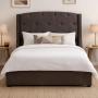 CABECERA QUEEN SIZE DICASA ZEFYR CAFÉ OSCURO + BASE CAMA