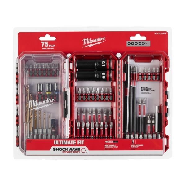 JUEGO DE PUNTAS Y BROCAS SHOCKWAVE MILWAUKEE 75 PIEZAS