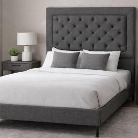 CABECERA KING SIZE DICASA MARY GRIS OSCURO + BASE CAMA SLIM