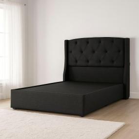 CABECERA KING SIZE DICASA ZEFYR NEGRO + BASE CAMA