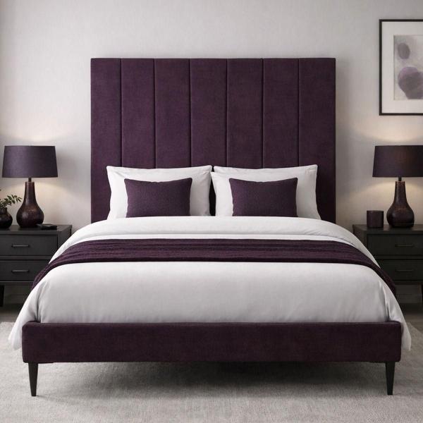 CABECERA QUEEN SIZE DICASA ARGOS MORADO + BASE CAMA SLIM