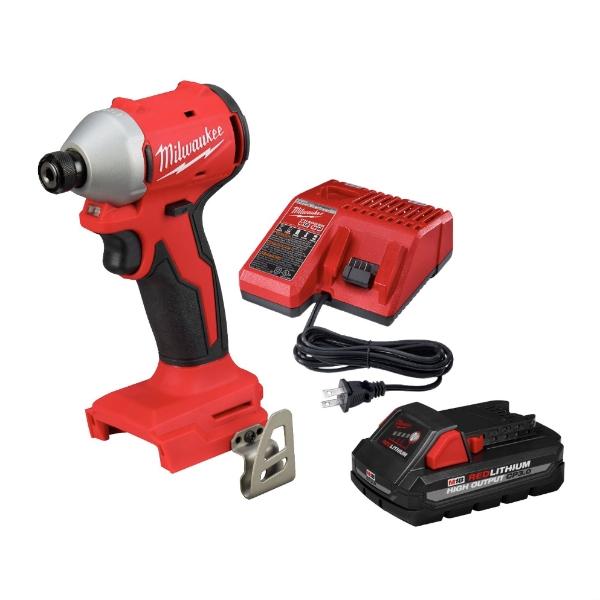 ATORNILLADOR DE IMPACTO HEXAGONAL BRUSHLESS M18 Y KIT DE ARRANQUE DE BATERIA Y CARGADOR DE 3 AMP