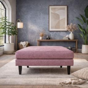 Taburete Rosa para Sala. Acolchado en Hule Espuma. Estructura de Madera de Pino Maciza