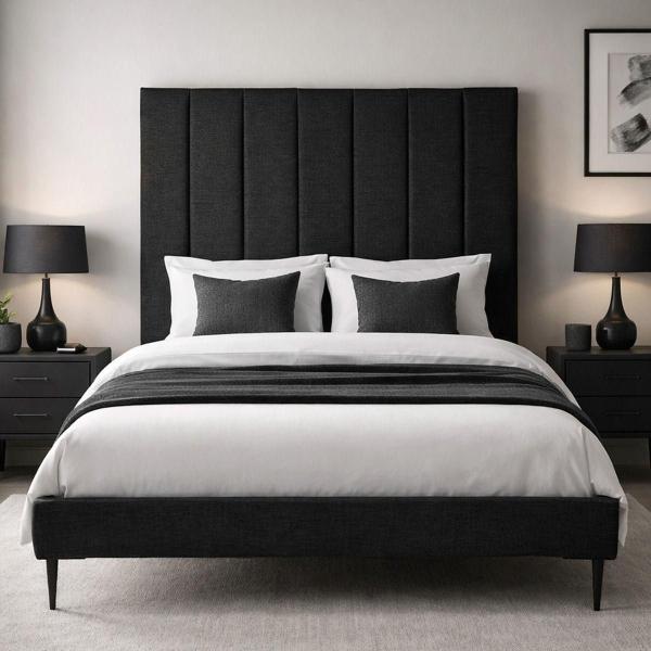 CABECERA KING SIZE DICASA ARGOS NEGRO + BASE CAMA SLIM