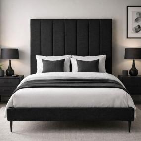 CABECERA KING SIZE DICASA ARGOS NEGRO + BASE CAMA SLIM