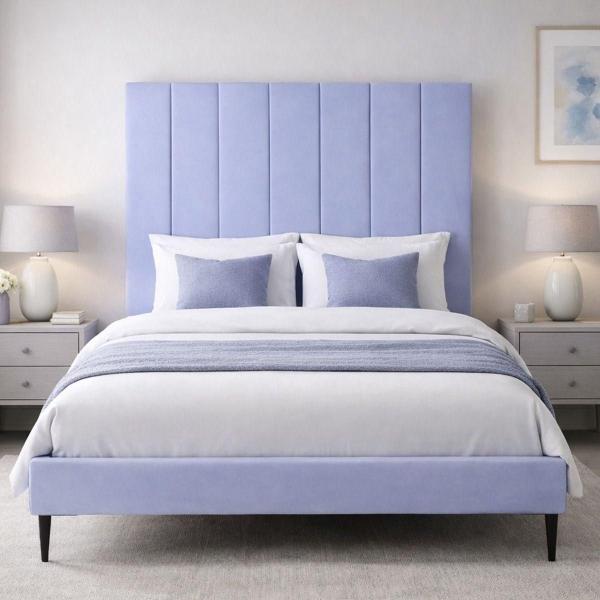 CABECERA QUEEN SIZE DICASA ARGOS LILA + BASE CAMA SLIM