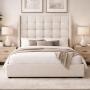 CABECERA KING SIZE DICASA TITAN BEIGE CLARO + BASE CAMA