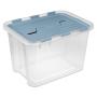 CAJA ORGANIZADORA TRANSPARENTE 28 L PLÁSTICO TAPA TRANSPARENTE AZUL CON ASAS INTEGRADAS