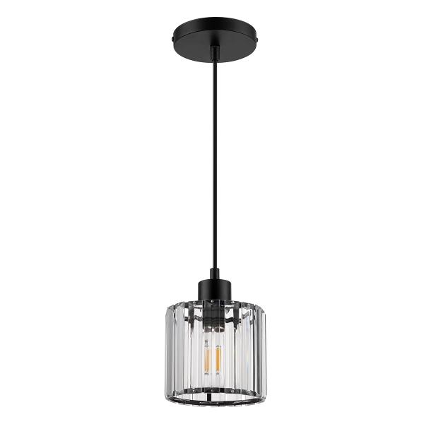 LÁMPARA COLGANTE DAMO VIDRIO 1 LUZ NEGRO MATE