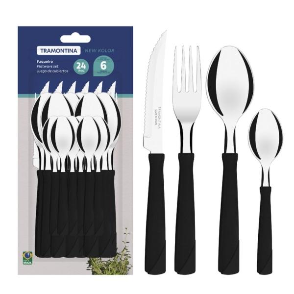 Juego de Cubiertos Tramontina New Kolor Negro, 24pzs.