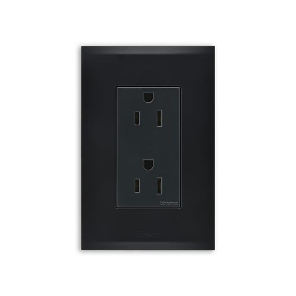 PLACA PARA CONTACTO DECORATIVA DÚPLEX DE POLICARBONATO NEGRA