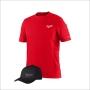 COMBO CAMISA WORKSKIN MANGA CORTA ROJA TALLA M Y GORRA GRIDIRON NEGRA MILWUAKEE