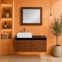 MUEBLE PARA BAÑO FLOTANTE RUBENS 40" ROBLE MDP CON LAVABO DE CERÁMICA