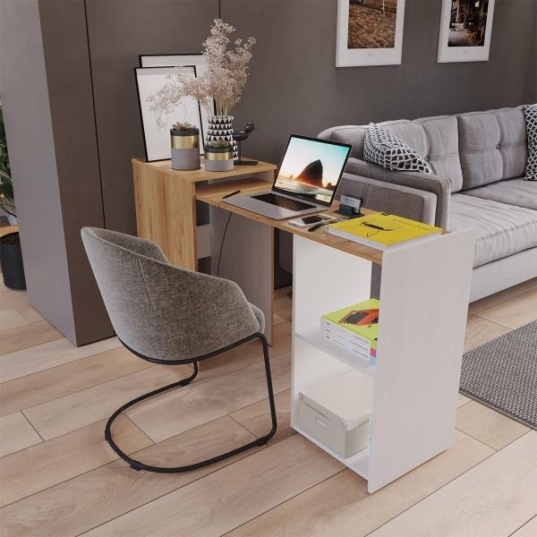 ESCRITORIO EXTENSIBLE SPACE MARCA MADERKIT COLOR DUNA-BLANCO