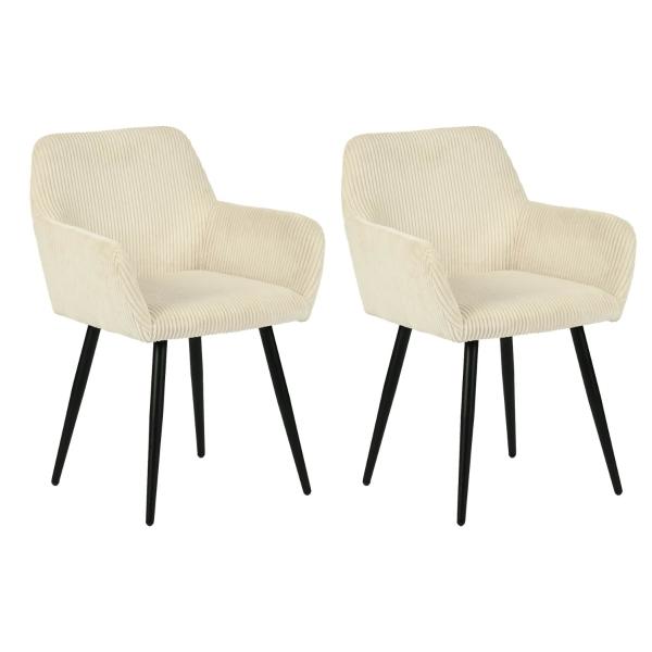 Juego de 2 Sillas de Reposabrazos Beige