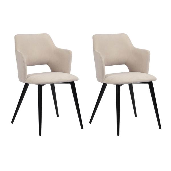 Juego de 2 Sillas de Comedor Modernas Beige