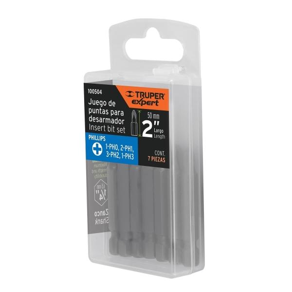 ESTUCHE CON 7 PUNTAS DE CRUZ LARGO 2" ACERO S2 ZANCO 1/4" EXPERT