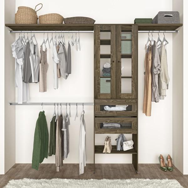 CLOSET 2 CAJONES CON PUERTAS DIAMANTE NOGAL BRITÁNICO