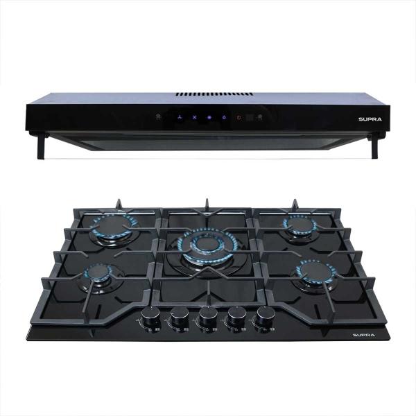 COMBO PARRILLA Y CAMPANA SUPRA 76 CM ENZO CRIST NEGRO