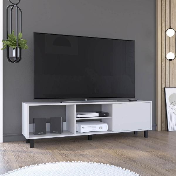 MESA PARA TV TUNEZ BLANCO DUQUEZA PARA TELEVISOR HASTA 70 PULGADAS.