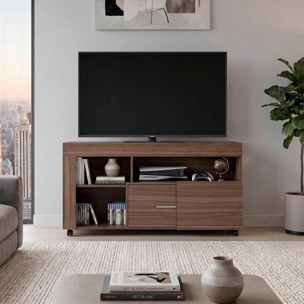 MESA PARA TV LUK CHOCOLATE CON ESPACIO PARA TELEVISOR DE HASTA 60 PULGADAS.