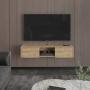 MESA PARA TV FLOTANTE GLEID MACADAMIA CON DOS PUERTAS ABATIBLES.