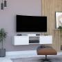 MESA PARA TV FLOTANTE GLEID BLANCO CON DOS PUERTAS ABATIBLES.