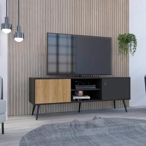 MESA PARA TV MIRABELLA WENGUE Y MIEL CON DOS PUERTAS PARA TV DE 65 PULGADAS.