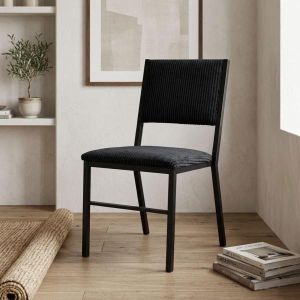 SILLA DE COMEDOR TAPIZADA ZOVI COLOR NEGRO