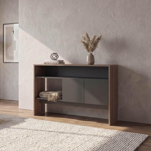 M.UEBLE RECIBIDOR CLASIC COBRE Y WENGUE CON DOS PUERTAS Y DOS ENTREPAÑOS.