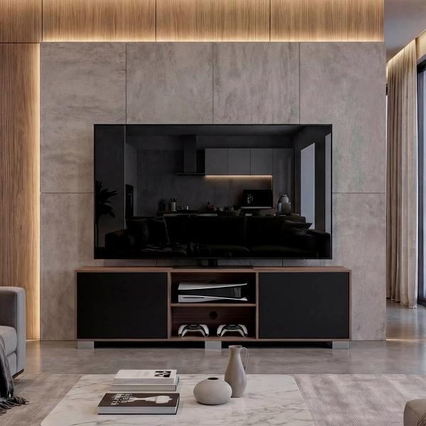 MESA PARA TV CLASIC COBRE Y WENGUE CON DOS PUERTAS BATIENTES.