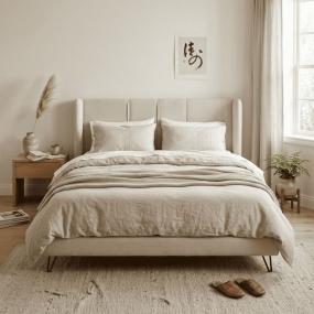 Cama King Size Hampton - Color Vainilla