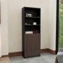 LIBRERO HOME WENGUE CON CINCO ENTREPAÑOS Y DOS PUERTAS ABATIBLES