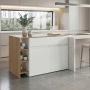 BARRA DE COCINA POLUX BLANCO Y BEIGE CON AMPLIA SUPERFICIE SUPERIOR Y ENTREPAÑOS
