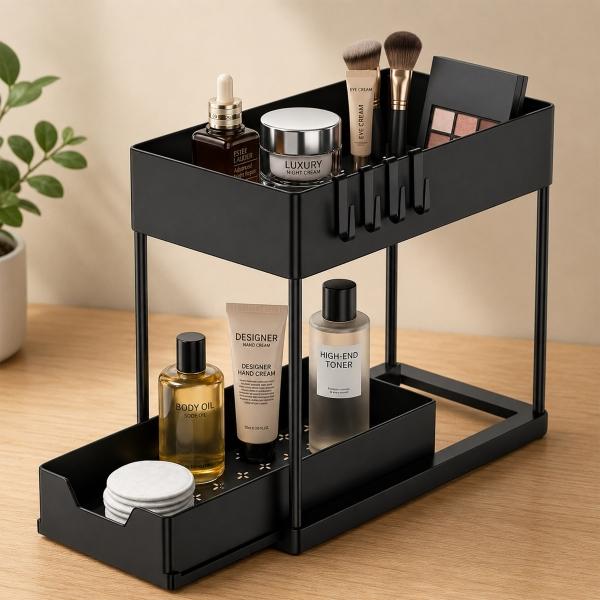 ORGANIZADOR MULTIUSOS DE 2 NIVELES NEGRO