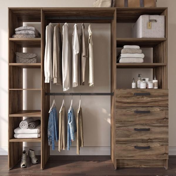 CLOSET 2 TORRES CON 4 CAJONES MELAMINA NOGAL