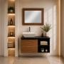 MUEBLE PARA BAÑO FLOTANTE SANZIO 32" CAFE OBSCURO RIVIERA MDP LAVABO MONOMANDO ESPEJO