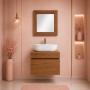 MUEBLE PARA BAÑO FLOTANTE MACKE DE 20" COGÑAC MDP LAVABO MONOMANDO Y ESPEJO