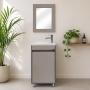 MUEBLE PARA BAÑO DE PISO MIRO 19" GRIS Y BEIGE MDP LAVABO MONOMANDO ESPEJO