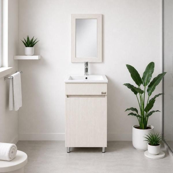 MUEBLE PARA BAÑO DE PISO CLAUDEL DE 17" TEKA MDP LAVABO MONOMANDO ESPEJO